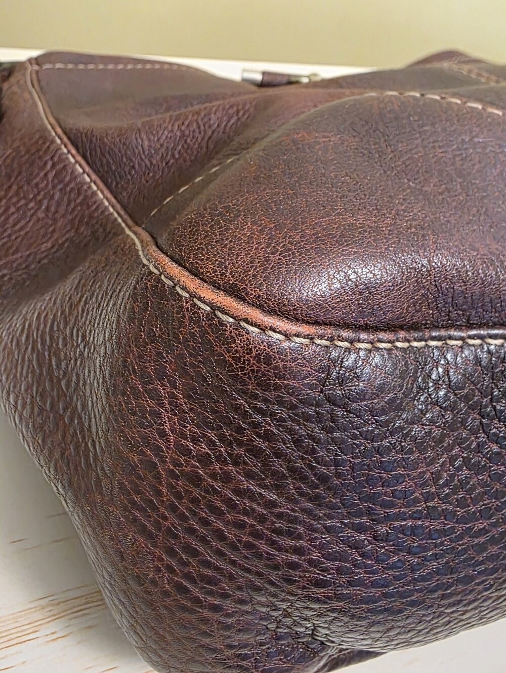 Gucci | Dark Red-Brown/Burgundy Charlotte Pebbled Leather 2-Way Bag - Picture 8 of 16
